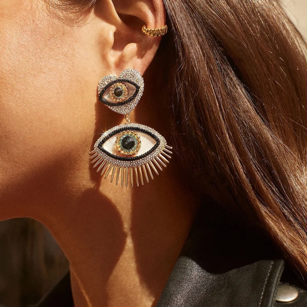 Crystal earrings (devil eyes) new with tag